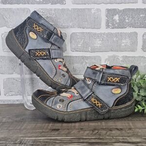 TMA Eyes Lagenlook Artsy Leather Sneakers Women's 8 8.5 EUR 39 Gray Double Strap